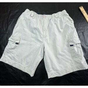 VTG OP  Mens L Cargo Shorts Beige 9" inseam Cotton Elastic Waist